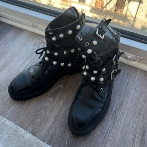 Zara - Moto Style Boots w Pearl Details